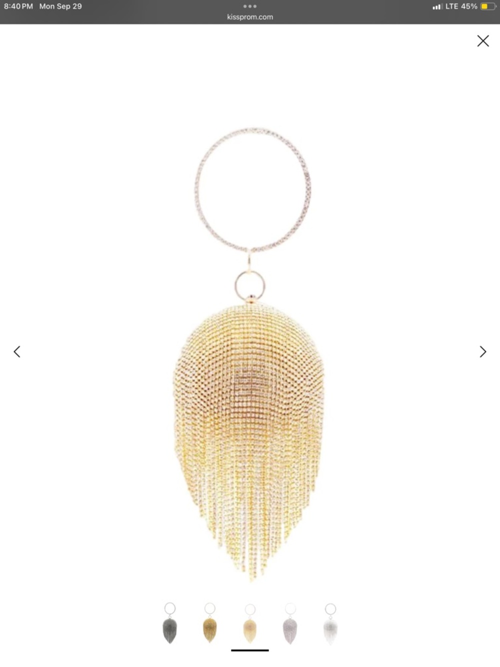 Gold Crystal Fringe Wristlet Clutch